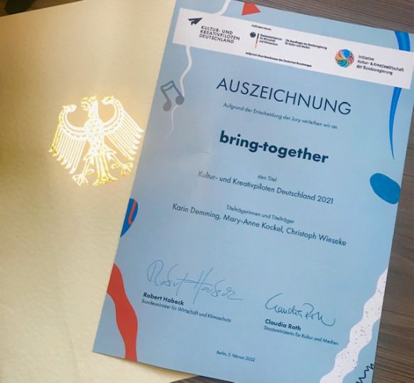 bring-together Auszeichnung Kultur- und Kreativpiloten 2021