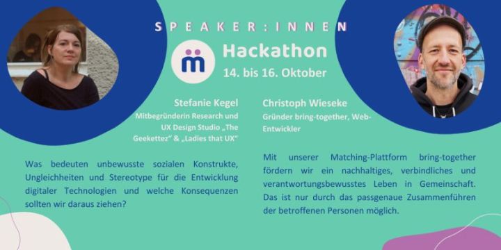 Christoph Wieseke stellt die Matching Plattform bring-together beim MINT Hackathon vor.